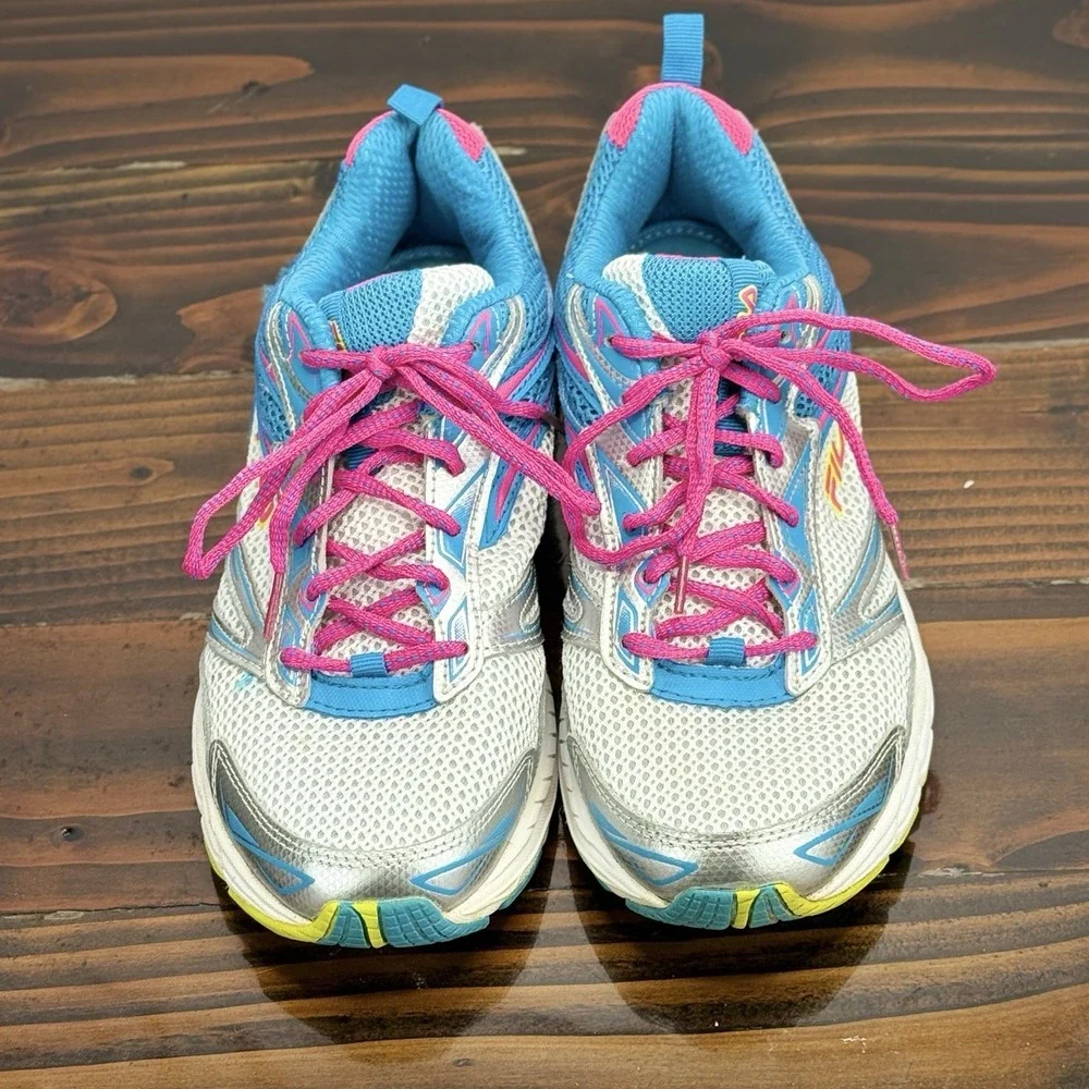 Women's Fila Running Shoes Coolmax with Memory Foam Size 9.5 Blue Silver Pink‎